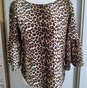 Green Envelope Small Leopard Print Bell Sleeve Top